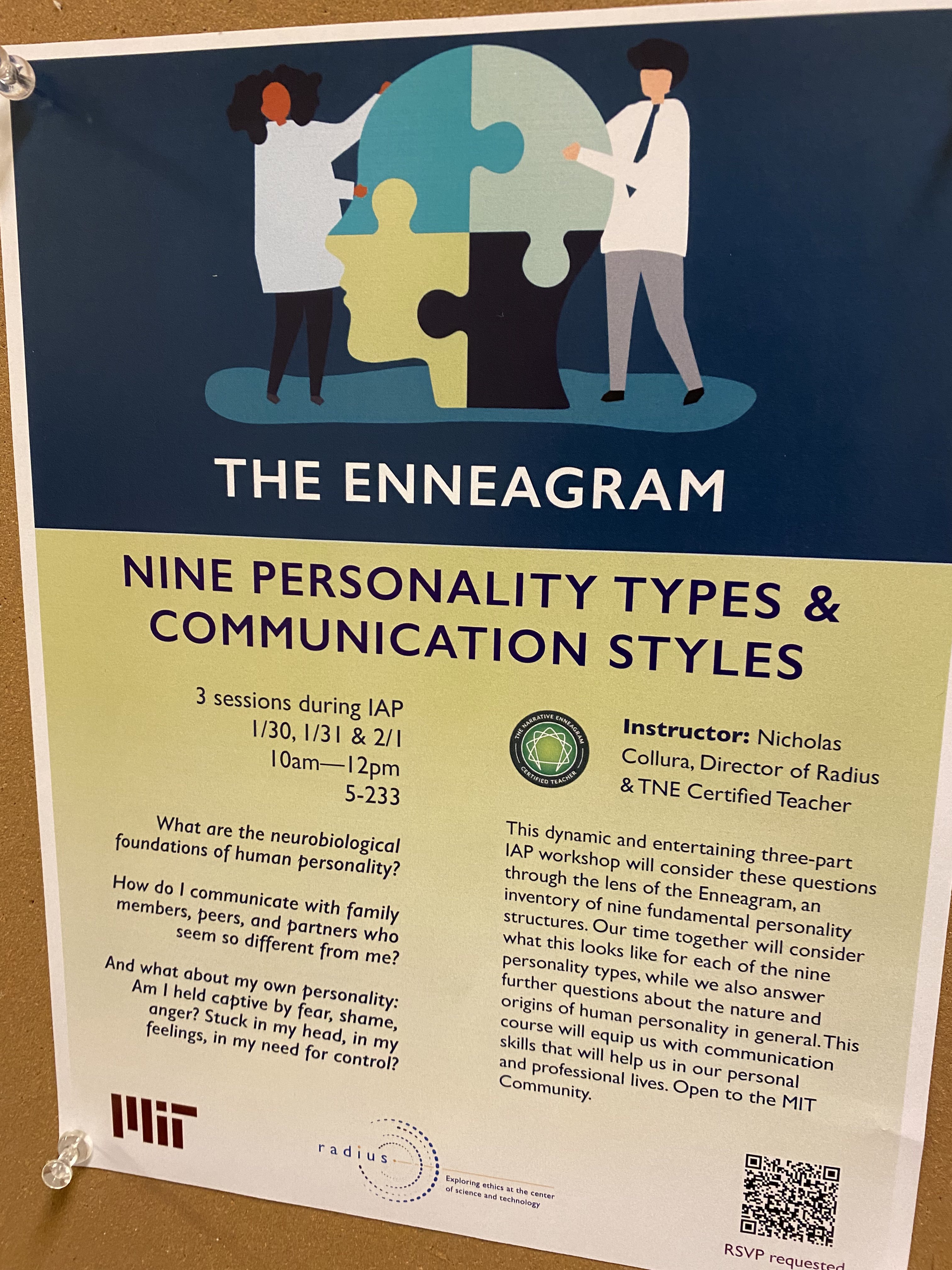 A flyer for an enneagram class