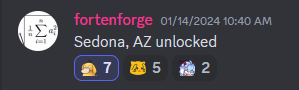 A Discord message saying "Sedona round unlocked", with various "NotLikeThis" reactions