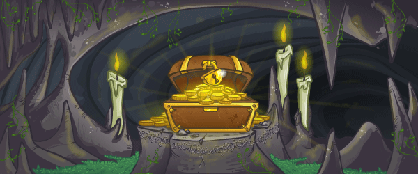 A treasure chest in the cave