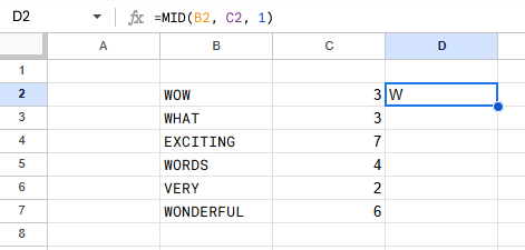 Sheets example